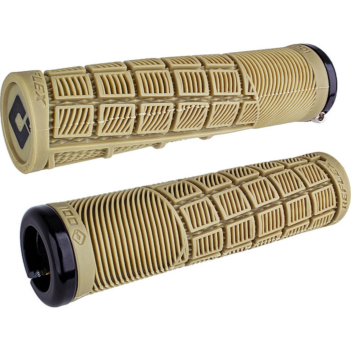 0711484195082 - Odi Grips Reflex V21 Lock-On Beige mit schwarzen Klemmen 135 mm für BMX und MTB