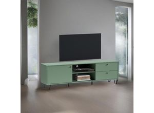 0711709075755 - Toscohome - TV-Schrank mit Tür Schubladen und offenes Fach grün 182 cm - Aldo