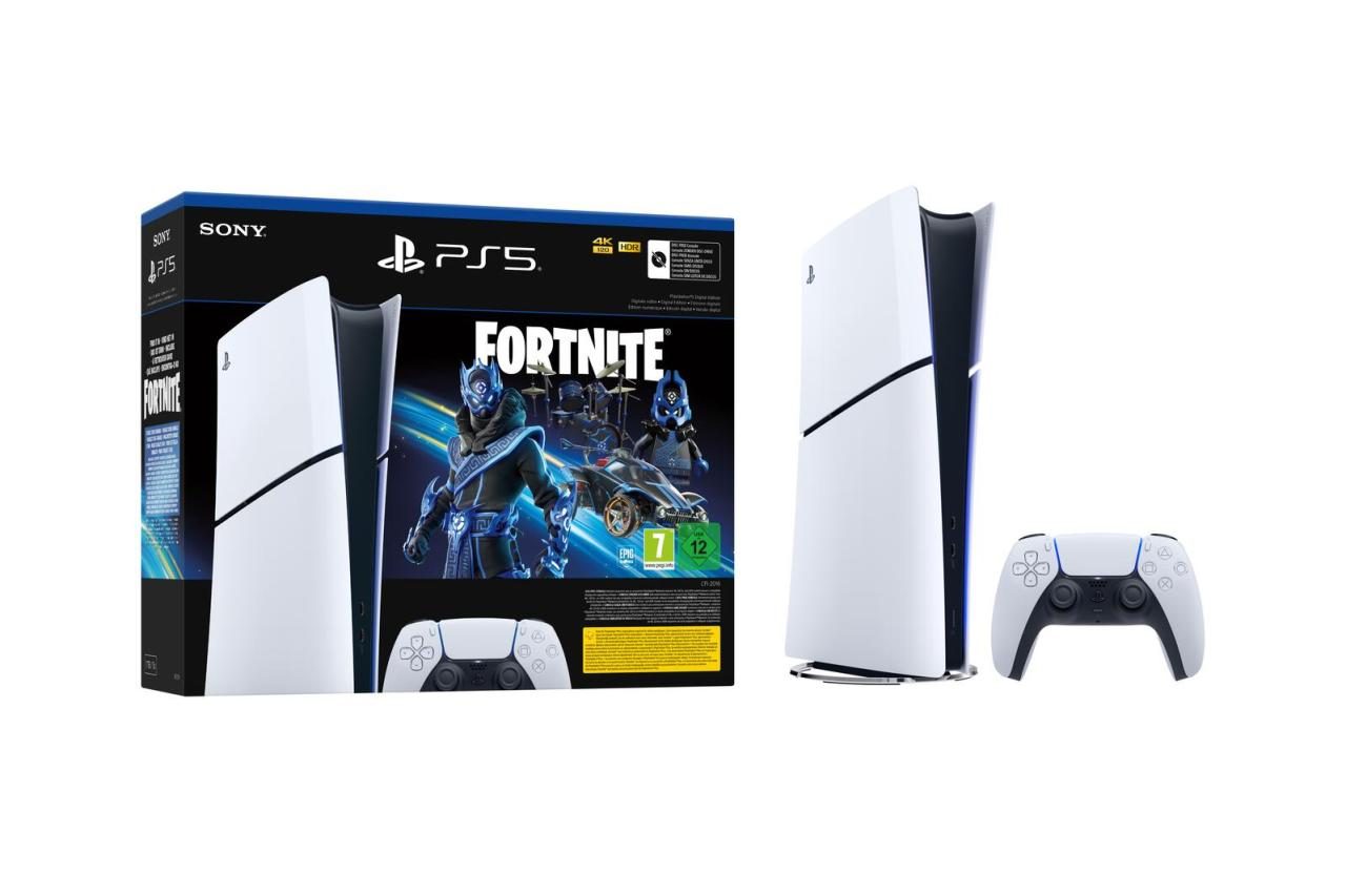 0711719593560 - PlayStation 5 Slim Digital Edition - Fortnite Cobalt Star Bundle Spielkonsole