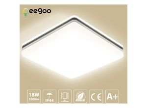 0711766079802 - Led Deckenleuchte Bad Oeegoo 18W 1800LM led Flimmerfreie Deckenlampe 28x28cm IP44 Wasserfest Badleuchte für Badezimmer Flur Wohnzimmer Schlafzimmer