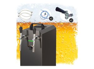 0711906108324 - Komplett Set - Zapfanlage Bierzapfanlage STREAM 50K mit Luftpumpe Bierkoffer Durchlaufkühler 2-leitig Trockenkühler bis zu 55 Liter h - BLACK EDITION ZapfkopfFlachZapfkopf 25 Liter Adapter