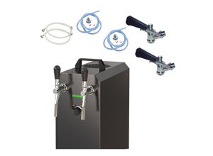 0711906108393 - Komplett Set - Zapfanlage Bierzapfanlage STREAM 50K mit Luftpumpe Bierkoffer Durchlaufkühler 2-leitig Trockenkühler bis zu 55 Liter h - BLACK EDITION Zapfkopf5 Liter AdapterZapfkopf 2Dreikant