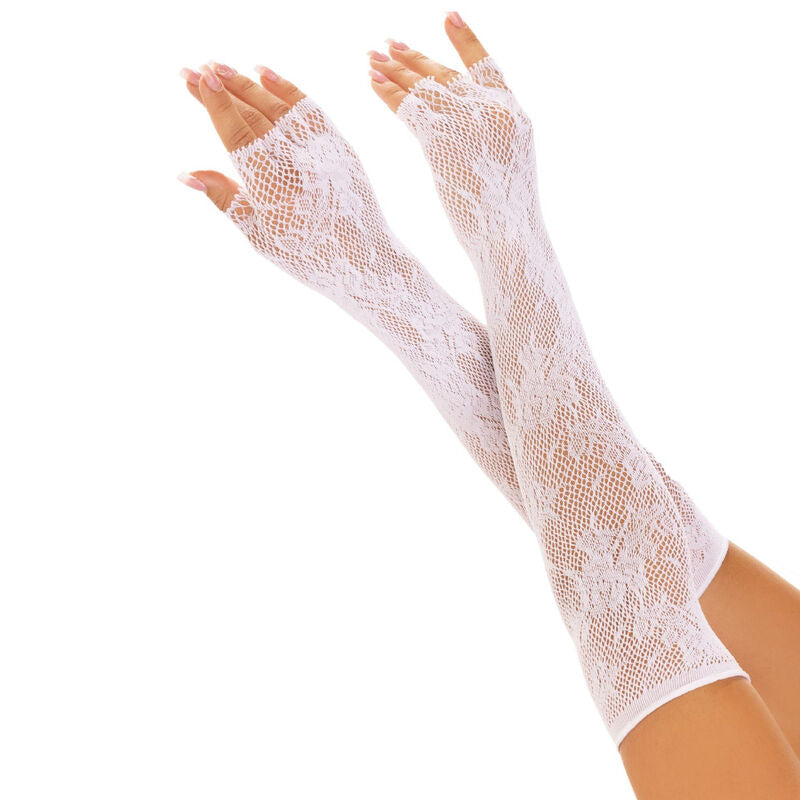 0714718569949 - LEG AVENUE - FLORAL NETWORK FINGERLOSE HANDSCHUHE SCHWARZ