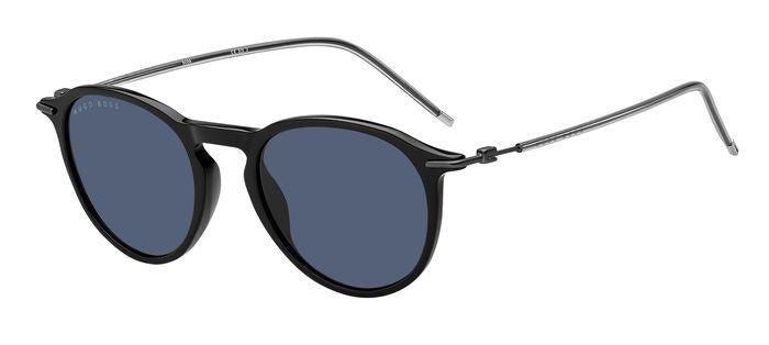 0716736412788 - Herren Boss 1309 s 807 ku Gläser SONNENBRILLEN Acetat Schwarz Blau Rund Normal