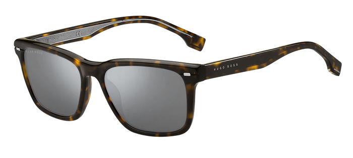 0716736415772 - Herren BOSS 1318 S 086 T4 Gläser SONNENBRILLEN Acetat Havanna Silber Quadratisch Normal Spiegel