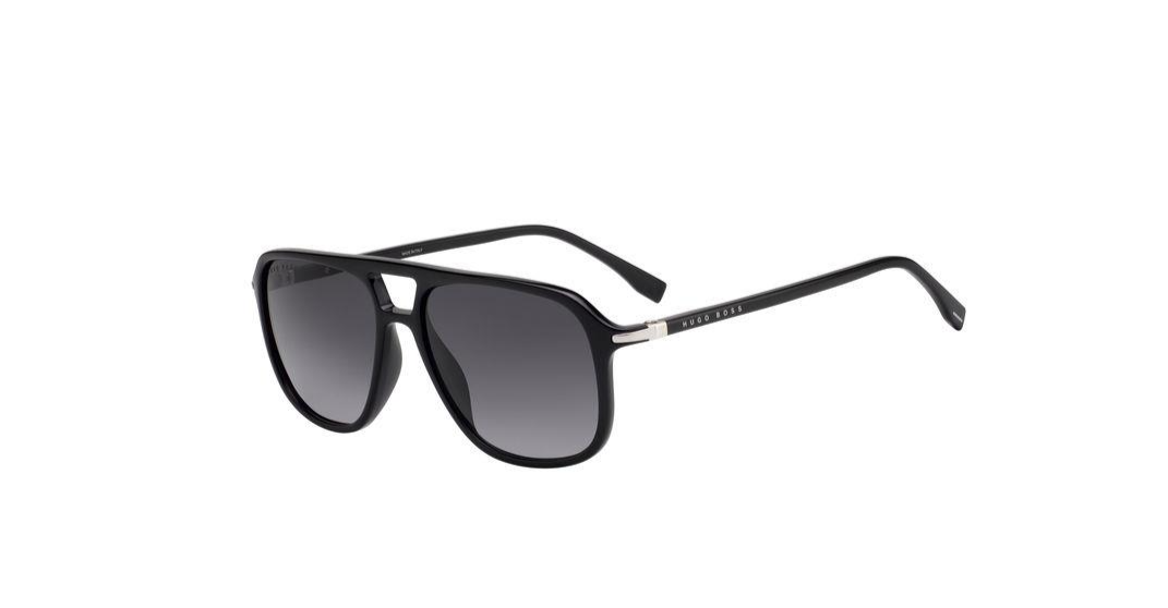 0716736444710 - Herren BOSS 1042 S IT 807 9O Gläser SONNENBRILLEN Acetat Schwarz Grau Quadratisch  Schattiert