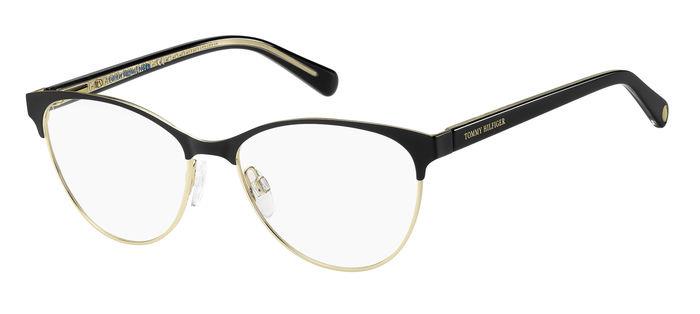 0716736684161 - Damen TH 1886 I46 Rahmen von BRILLEN Stahl Schwarz Gold  Cat Eye