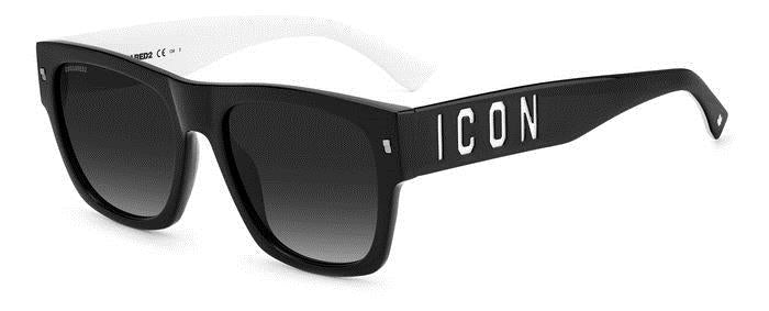 0716736718088 - Herren ICON 0004 S 80S 9O Gläser SONNENBRILLEN Acetat Schwarz Weiß Grau Quadratisch  Schattiert