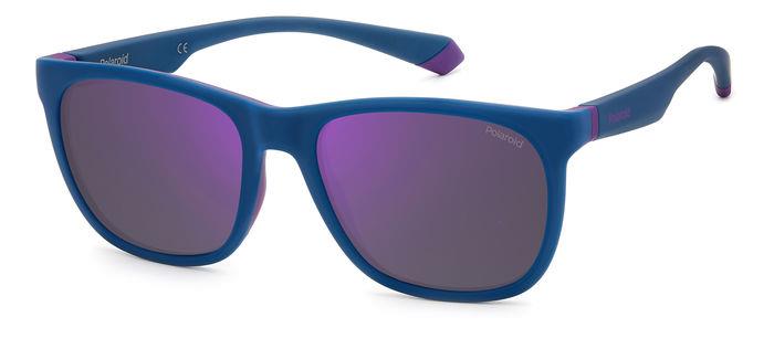 0716736770819 - Unisex PLD 2140 S 802 MF Gläser SONNENBRILLEN Plastik Blau Semi -Opaque Violett Quadratisch Polarisiert Spiegel