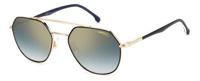 0716736771731 - Unisex CARRERA 303 S 2M2 1V Gläser SONNENBRILLEN Stahl Schwarzes Gold Blau Geometrisch Gespiegelt Schattiert