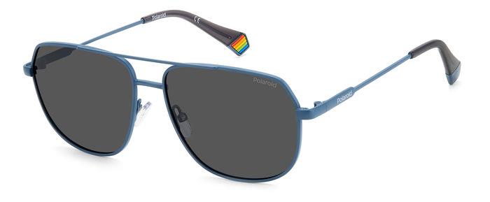 0716736774077 - Unisex PLD 6195 S X FLL M9 Gläser SONNENBRILLEN Metall Blau undurchsichtig Grau Quadratisch Polarisiert