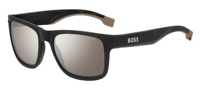 0716736824239 - Herren BOSS 1496 S 087 ZV Gläser SONNENBRILLEN Plastik Schwarz-undurchsichtig Silber Quadratisch Polarisiert Spiegel