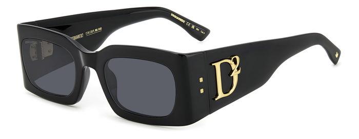 0716736927008 - Damen D2 0109 S 807 IR Gläser SONNENBRILLEN Acetat Schwarz Grau Quadratisch Normal