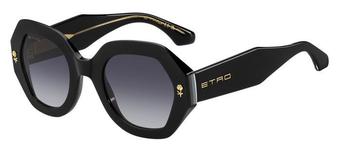 0716736972848 - Frau Etro 0009 s 807 9o Gläser SONNENBRILLEN Acetat Schwarz Grau Geometrisch Normal Schattiert