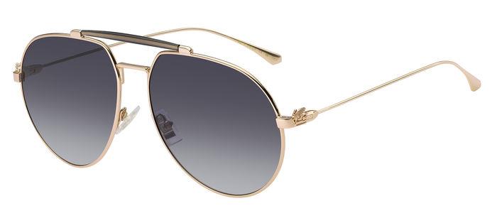 0716736973142 - Unisex Etro 0022 s 000 9o Gläser SONNENBRILLEN Metall Gold Grau Pilot Normal Schattiert