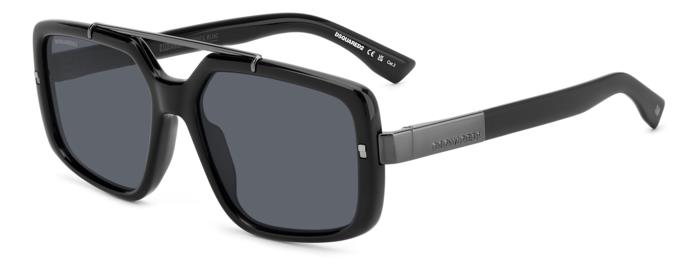 0716736975207 - Herren D2 0120 S 807 IR Gläser SONNENBRILLEN Acetat Schwarz Grau Quadratisch