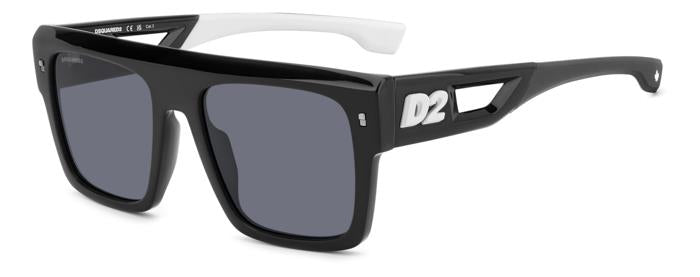 0716736975313 - Herren D2 0127 S 80S IR Gläser SONNENBRILLEN Acetat Schwarz Grau Quadratisch Normal