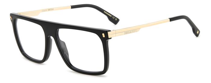 0716736977928 - Herren D2 0122 2M2 Rahmen von BRILLEN Acetat Schwarz Gold  Quadratisch