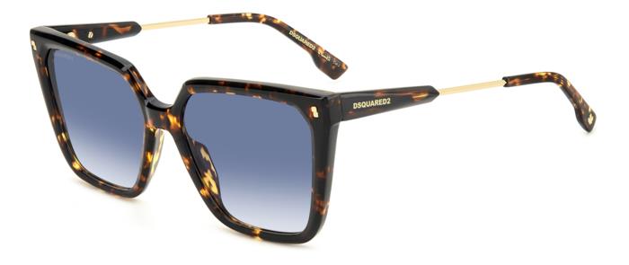 0716736978055 - Damen D2 0135 S 086 08 Gläser SONNENBRILLEN Acetat Havanna Hellblau Quadratisch  Schattiert