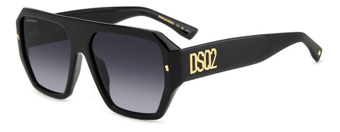 0716736983523 - Herren D2 0128 S 807 9O Gläser SONNENBRILLEN Acetat Schwarz Grau Quadratisch Normal Schattiert