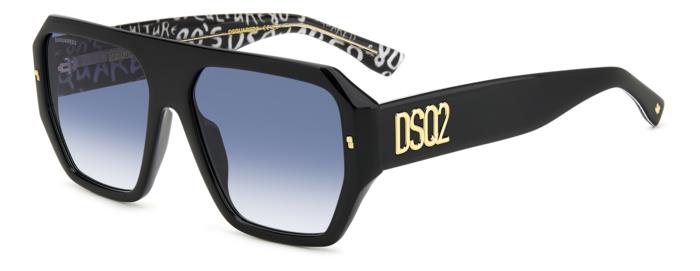 0716736983547 - Herren D2 0128 S TAY 08 Gläser SONNENBRILLEN Acetat Schwarz Blau Quadratisch Normal Schattiert