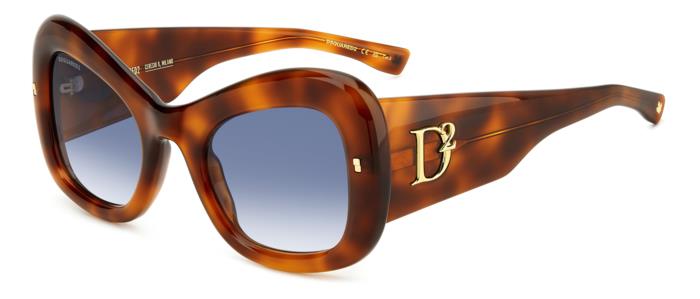 0716736985824 - Frau D2 0137 s xnz 08 Gläser SONNENBRILLEN Acetat Havanna Himmelblau Schmetterling  Schattiert