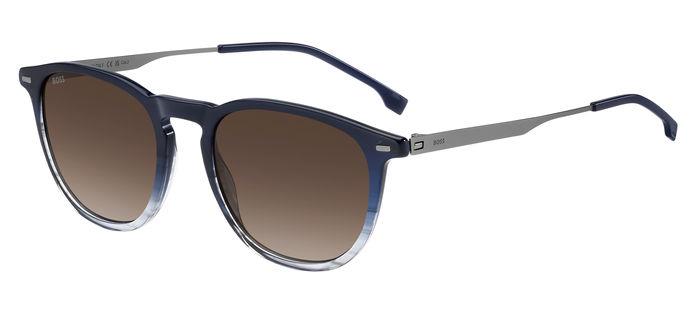 0716736989464 - Mann Boss 1639 s QEU HA Gläser SONNENBRILLEN Acetat Blau Braun Kreisel  Schattiert