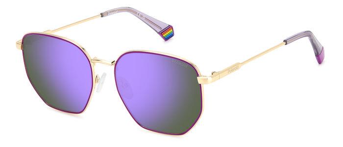 0716736993508 - Unisex PLD 6214 S X S9E MF Gläser SONNENBRILLEN Metall Gold Violett Geometrisch Polarisiert Gespiegelt