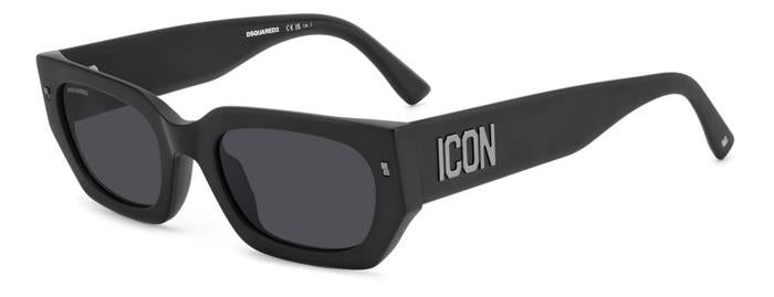 0716736997483 - Damen ICON 0017 S 003 IR Gläser SONNENBRILLEN Acetat Schwarz-undurchsichtig Grau Quadratisch