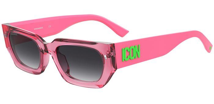 0716736997490 - Damen ICON 0017 S 67T 9O Gläser SONNENBRILLEN Acetat Rosa Grau Quadratisch  Schattiert