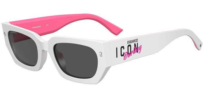 0716736997513 - Damen ICON 0017 S 7FT IR Gläser SONNENBRILLEN Acetat Weiß   Rosa Grau Quadratisch