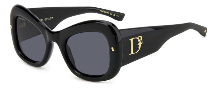 0716736999210 - Frau D2 0137 S 2M2 IR Gläser SONNENBRILLEN Acetat Schwarzes Gold Rauch Schmetterling