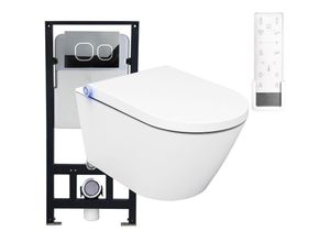 0716855390042 - - WC-Komplettpaket 16 Dusch-WC Pro + 1102 und Soft-Close Sitz - Weiß glänzend mit Vorwandelement G3004A und Betätigungsplatte vorne Modell