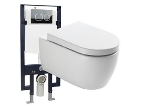 0716855391322 - - WC-Komplettpaket 22 wc NT2039 und Soft-Close Sitz mit Vorwandelement G3008 und Betätigungsplatte vorne Modell 4111 weiß matt