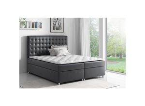 0717285339571 - Fun Moebel - Boxspringbett Schlafzimmerbett carin Kunstleder Schwarz 160x200cm