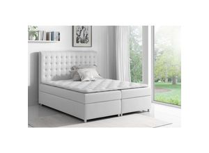 0717285339632 - Fun Moebel - Boxspringbett Schlafzimmerbett carin Kunstleder Weiss 140x200cm