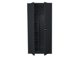 0718046705017 - Lüllmann - Mehrzweckschrank mit Flügeltüren 1800 x 800 x 383 mm ral 9005 9005 Tiefschwarz - schwarz