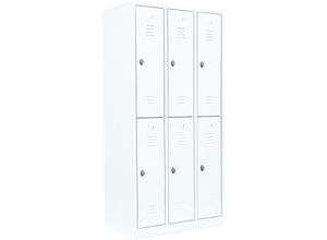 0718046705598 - Spind Garderobenschrank Fächerschrank Schließfachschrank 1800 x 885 x 500 mm Weiß 6 Fächer Abteilbreite ca 300 mm 520237 - weiß