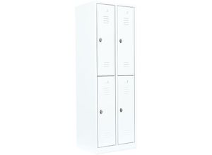 0718046705604 - Spind Garderobenschrank Stahlschrank Schließfachschrank Fächerschrank 1800 x 600 x 500 mm Weiß 4 Fächer Fachbreite ca 300 mm 520227 - weiß