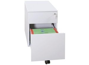 0718046705659 - Lüllmann - Stahl Büro Rollcontainer Bürocontainer mit Hängeregistratur Stahl-Abdeckplatte Maße 62 x 40 x 59 cm ral 7035 Lichtgrau 505930 - grau