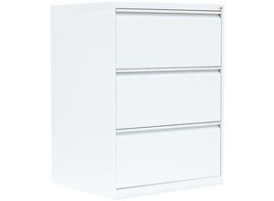 0718046706618 - Stahl Büro Hängeregistratur Schrank Bürocontainer 101x76x62cm (HxBxT) mit 3 Schüben doppelbahnig Weiß 561327 - weiß