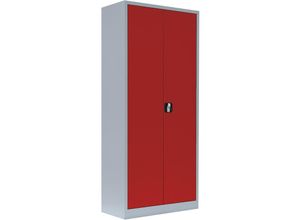 0718046708605 - Lüllmann - Stahl-Aktenschrank Metallschrank abschließbar Büroschrank Stahlschrank Lichtgrau Rot 1800 x 800 x 383 mm 530334 - rot