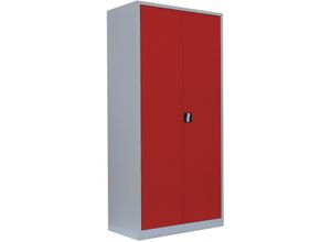 0718046708629 - Lüllmann - Stahl-Aktenschrank Metallschrank abschließbar Büroschrank Stahlschrank Lichtgrau Rot 1950 x 925 x 422 mm 530344 - rot