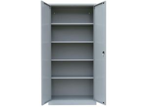 0718046708636 - Lüllmann - Stahl-Aktenschrank Metallschrank abschließbar Büroschrank Stahlschrank Lichtgrau Anthrazit 1950 x 925 x 422 mm 530348 - grau