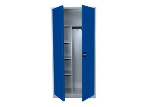 0718046708711 - Lüllmann ® - Flügeltürschrank Kleiderschrank Stahl Lagerschrank Aktenschrank PutzSpind Werkzeugschrank Lichtgrau Blau 1800 x 800 x 383 mm 545521