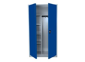 0718046708728 - Lüllmann - Flügeltürschrank Kleiderschrank Stahl Lagerschrank Aktenschrank PutzSpind Werkzeugschrank Lichtgrau Blau 1950 x 925 x 422 mm 545541 - blau