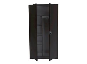 0718046708735 - Lüllmann - Flügeltürschrank Kleiderschrank Stahl Lagerschrank Aktenschrank PutzSpind Werkzeugschrank Schwarz 1950 x 925 x 422 mm 545549 - schwarz