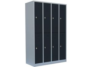 0718046709022 - Lüllmann - Steelboxx Spind Schrank Schließfachschrank 8 Fächer-Spint Fächerschrank Umkleideschrank 520248 Grau Anthrazit 180 x 117 x 50cm Metallspind