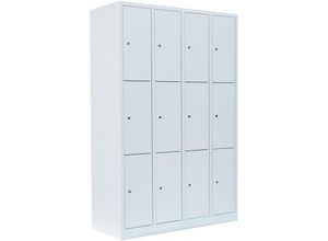 0718046709107 - Lüllmann ® - Schließfachschrank Wertfachschrank Fächerschrank Spind Umkleideschrank 12 Fächer-Spint Weiß 520347 - weiß