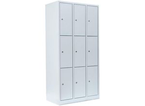 0718046709121 - Schließfachschrank Wertfachschrank Fächerschrank Spind Umkleideschrank 9 Fächer-Spint Maße180x885x50cm Weiß 520337 - weiß